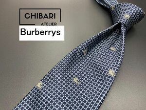 【新古品】Burberrys　バーバリー　ロゴ＆チェック柄　ネクタイ　3本以上送料無料　ネイビー　0602081