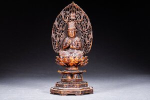 【清】某有名オークション買入 時代物 木彫 聖観音菩薩造像 仏教文化 骨董品 古美術