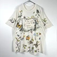 古着 80s 90s 昆虫 Tシャツ 蝶 蜘蛛 蛾 芋虫 クワガタ 生成り XL