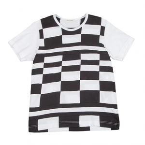 コムデギャルソンCOMME des GARCONS ブロックチェックパッチワークTシャツ 白黒M位 【レディース】