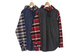 supreme hooded plaid denim shirt