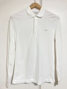 【送料無料】LACOSTE／ラコステの長袖ポロシャツ　XSサイズ　白　ホワイト