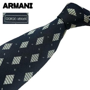 美品ARMANI COLLEZIONI ネクタイ GIORGIO ARMANI ネクタイ 高級シルク ハイブランド ネイビー 紺色