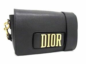 1円 ■美品■ ChristianDior クリスチャンディオール エボリューション レザー クロスボディ ショルダー 斜め掛け ブラック系 FE4846