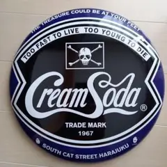 CREAM SODA ブリキ丸看板　クリームソーダ スカル