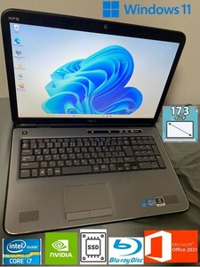 格安大画面ノートPC Dell XPS L702x　Core i7 メモリー12GB GT555M 新品SSD+HDD Windows11 Office2021 ブルーレイ JBLスピーカー