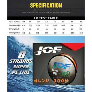 ×８　ＰＥライン（１．０号）３００ｍ　【ＪＯＦ】オレンジカラー【匿名配送】