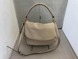 【KATE SPADE】ケイトスペード　2WAYバッグ　アイボリーベージュ　レザー　SY02-FJJ