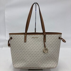 MICHAEL KORS マイケルコース トートバッグ 総柄 PVC×レザー アイボリー系　【CLAH4007】