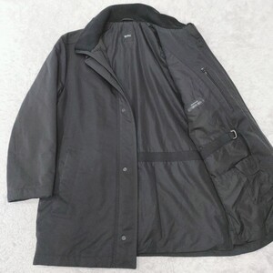 美品/Lサイズ● HUGO BOSS ヒューゴボス ステンカラーコート 中綿ジャケット weatherproof ウェザープルーフ ロゴ金具 ビジネス ブラック