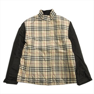 美品 バーバリー ロンドン BURBERRY LONDON リバーシブル パデット ジャケット キルティング チェック 38 ベージュ ブラック レディース※