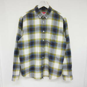 【1円】良好 国内正規 Supreme 22SS Brushed Plaid Flannel Shirt ブラッシュドプレイド プランネルシャツ ネルシャツ Natural S