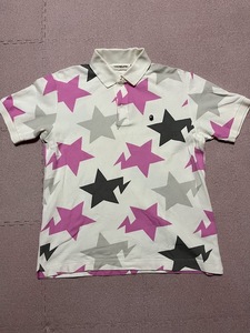 ★size M★　OG Vintage NIGO BAPE Kanazawa Bapesta Polo pink gray star