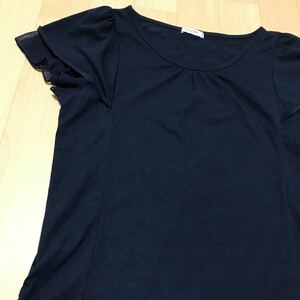 レディース mサイズ tシャツ フリル　半袖 シャツ comfort basic コンフォートベーシック　紺色　か