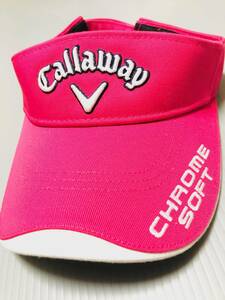 新品！Callaway （キャロウェイ）サンバイザー　ユニセックス (Unisex)（ピンク×ホワイト）ODYSSEY刺繍 CHROME SOFT