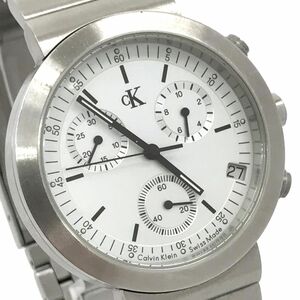 美品 Calvin Klein カルバンクライン CK 腕時計 K2171 クオーツ ラウンド シルバー ウォッチ コレクション クロノグラフ カレンダー