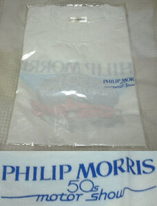 PHILIP MORRISロゴTシャツ(白,50s motor show)。