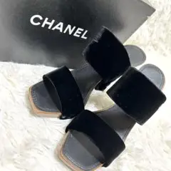 CHANEL シャネル サンダル スエード ロゴ 38 高級