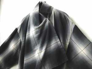 80s ビンテージ ISSEY MIYAKE イッセイミヤケ ウール 羽織 ジャケット シャドーチェック オンブレー 黒