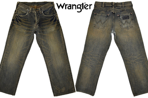 K-3955★Wrangler ラングラー W04904★廃盤色 色落ち抜群 鬼ひげ縦落ち蜂の巣 ヴィンテージ加工 デニム ストレート ジーンズ W-29