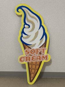 ソフトクリーム　看板　SOFT CREAM 紙製　両面　吊るし　ダンボール　インテリア　壁飾り