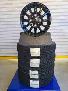 新品１２インチホイール　ブラック＋ブリヂストン　スタッドレス　Ｗ300　145/80Ｒ12　80/78！４本セット！軽トラに！オシャレホイール