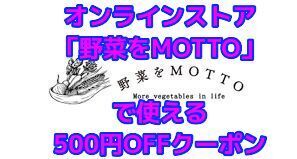 早い者勝ち！オンラインストア「野菜をMOTTO」で使える500円OFFクーポン　野菜スープ