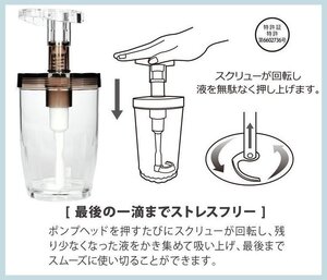 【日本製 】フィオーレ520★Dayシリーズ ソープディスペンサー 520ml/ブラウン★最後までスムーズに使える！特許出願中の先端スクリュー