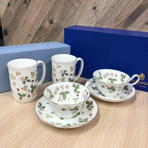 ◇素敵な人と素敵な時間を！ Wedgwood ウェッジウッド ワイルドストロベリー カップ＆ソーサ 2客 マグカップ 2個セット 現状品【G522AY】