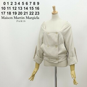 国内正規品◆Maison Margiela マルタンマルジェラ ここのえ 6ライン ノーカラー ダブル ジャケット ライトベージュ 38