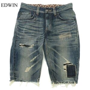 EDWIN エドウィン 431XVS クラッシュ&リペア加工★ デニム ショート パンツ ジーンズ Sz.30　メンズ 日本製　A3B03034_6#P