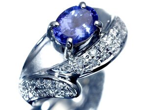 【ジュエリー極】超希少宝石！良質天然タンザナイト1.26ct＆天然ダイヤモンド0.20ct 超高級Pt900リング h7041mi【送料無料】