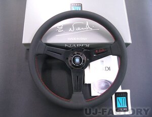 【正規品】NARDI 2024年限定モデル NARDI SPORTS タイプA 340 ★ブラックパンチングレザー&ブラックスポーク/レッドステッチ【N926】