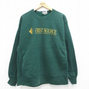 XL/古着 リー Lee 長袖 スウェット メンズ 90s FIRST SOURCE 大きいサイズ クルーネック 緑 グリーン spe 24aug28 中古 スエット トレーナ