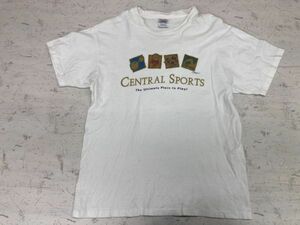 USA製 CENTRAL SPORTS セントラルスポーツ ヘインズ Hanes製 90s 00s オールド レトロ スポーツ 古着 半袖Tシャツ カットソー メンズ L 白