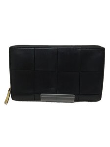 BOTTEGA VENETA◆長財布/マキシイントレチャート/レザー/BLK/レディース//