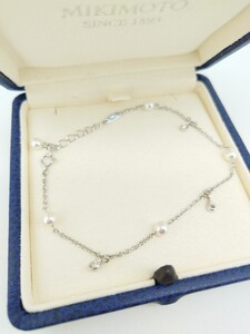 ミキモト　　MIKIMOTO　　パール　ダイヤモンド　ブレスレット　k18 WG