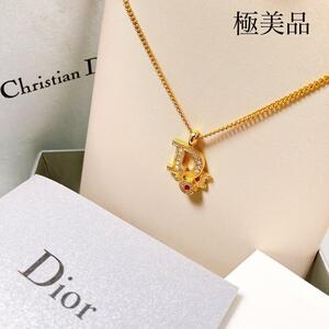 【極美品】ディオール dior CD ネックレス ゴールド レディース 1017 ペンダント アクセサリー ラインストーン ジュエリー