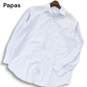 Papas パパス 通年★ 長袖 ストライプ ドレス シャツ Sz.48/M メンズ 日本製　I5T00114_1#C