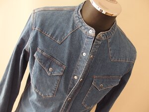 エッセンシャルガーメント メンズビギ★長袖シャツ★デニムシャツ★バンドカラーシャツ★Ｍサイズ★ESSENTIAL GARMENT MEN