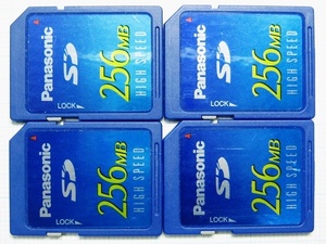 ★Panasonic ＳＤメモリーカード ２５６ＭＢ ４枚 中古★送料８５円・１８５円