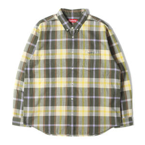 美品 Supreme シュプリーム シャツ サイズ:L 23AW タータンチェック フランネルシャツ Plaid Flannel Shirt グリーン イエロー トップス