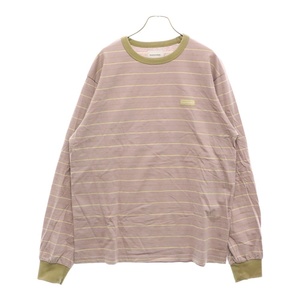 THISISNEVERTHAT ディスイズネバーザット BOLD STRIPE LONG-SLEEVE TEE ボーダー 長袖Tシャツ カットソー パープル/ブラウン TN233TTSLT04