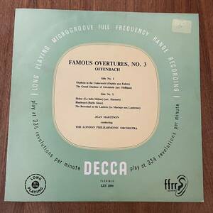 ★英England DECCA LXT2768 J.マルティノン指揮ロンドンpo オッフェンバック:序曲集 1951年モノ発売のみ