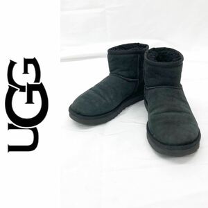 UGG アグ CLASSIC MINI Ⅱ 1016222 ムートン ブーツ クラシックミニ シープスキン 撥水加工 ブラック 黒 22.0cm