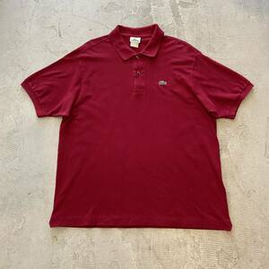 ラコステ LACOSTE 半袖 ポロシャツ 7 ボルドー 80s 90s ビンテージ ヨーロッパ古着 CHEMISE フランス フレラコ フレンチ ビッグサイズ ワニ