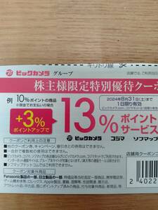 ビックカメラ　13%ポイントサービスクーポン　同梱可　コジマ・ソフマップ・ビックカメラ.com