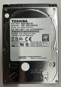 使用時間 665時間 正常 TOSHIBA MQ01ABD100 1000GB 1TB n20250102-13