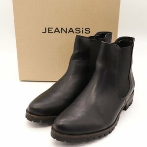 ジーナシス サイドゴアブーツ ショートブーツ トラックソール シンプル シューズ 靴 黒 レディース Mサイズ ブラック JEANASiS