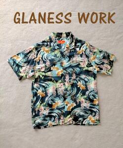 GLANESS WORK 総柄 アロハシャツ M　m64168572697